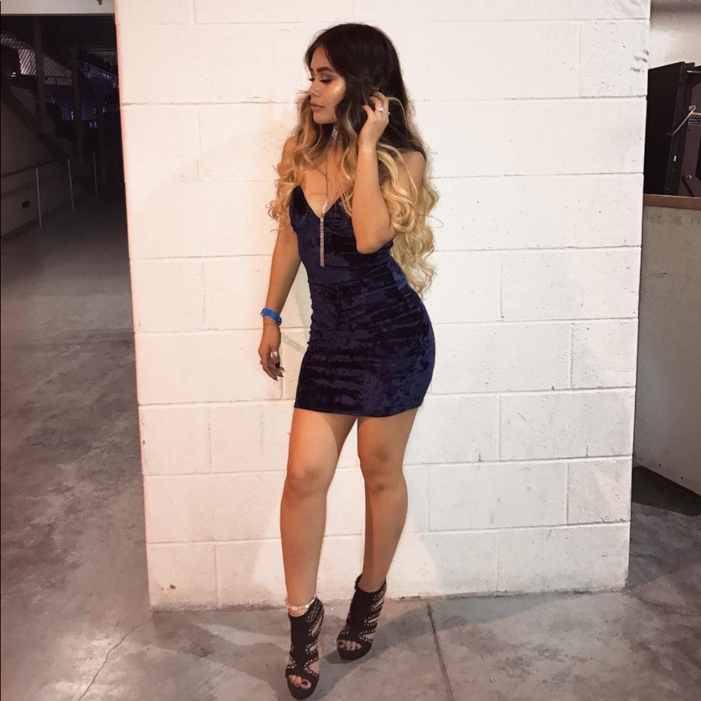 Blue velvet dress